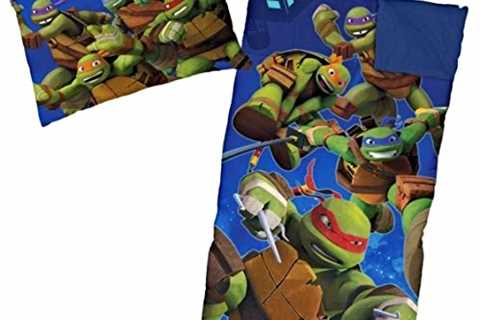 Ninja Turtle Sleeping Bags for Boys Slumber Bag (45 Degrees Fahrenheit) and Pillow - 2 Piece Set -..