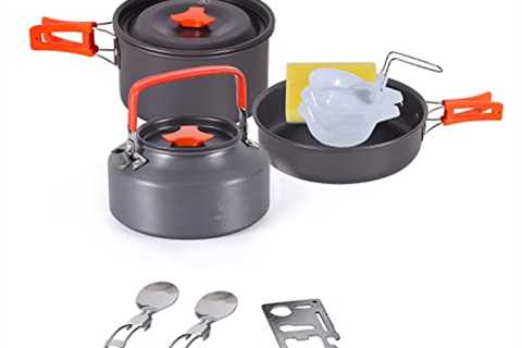 REDCAMP 12/13/17/22 PCS Camping Cookware Set with Kettle, Lightweight Backpacking Cookset for 2-5..