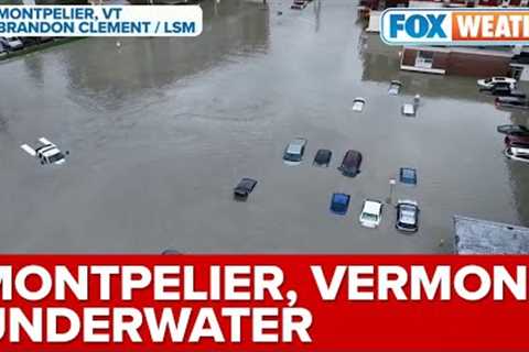 Drone Video Shows The Historic And Devastating Flooding In Downtown Montpelier, VT