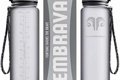 Embrava Best Sports Water Bottle - 32oz Large - Fast Flow, Flip Top Leak Proof Lid w/One Click Open ..