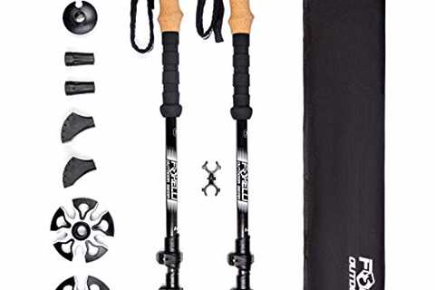 Foxelli Carbon Fiber Trekking Poles – Lightweight Collapsible Hiking Poles, Shock-Absorbent Walking ..