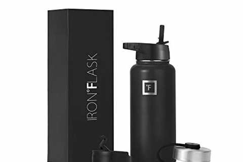 IRON °FLASK Sports Water Bottle - 32 Oz 3 Lids (Straw Lid), Leak Proof - Stainless Steel Gym &..