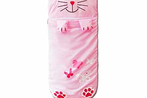 Wilonsa Sleeping Bag for Kids Pink 48in x20in Surprise Animal Boys Girls Slumber Bags with Pillow..