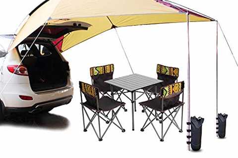 PlayDo Waterproof Teardrop Trailer Awning Portable Car SUV Awning Tent Sun Shelter Canopy for..