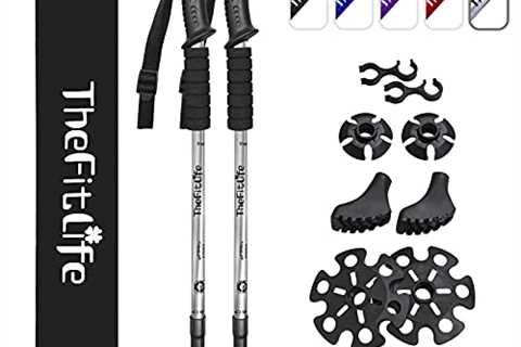 TheFitLife Nordic Walking Trekking Poles - 2 Pack with Antishock and Quick Lock System, Telescopic, ..