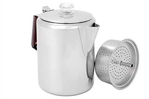 GSI Outdoors Percolator Coffee Pot I Glacier Stainless Steel with Silicone Handle for Camping,..