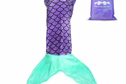 RIBANDS HOME Mermaid Tail Blanket for Kids, Flannel All Season Sleeping Bag with Fish Scale Design. ..