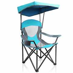 ALPHA CAMP Heavy Duty Canopy Lounge Chair Sunshade Hiking Travel Chair with Cup Holder Enamel Blue..