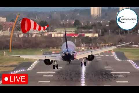 Blustery Crosswind Landings 💨✈️ Birmingham Airport LIVE 04.02.2024  #aviation