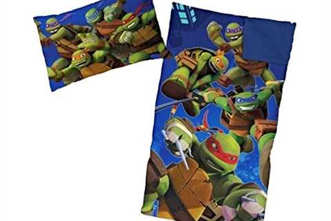 Ninja Turtle Sleeping Bags for Boys Slumber Bag (45 Degrees Fahrenheit) and Pillow - 2 Piece Set -..